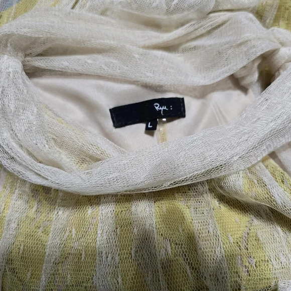 Ryu Tulle & Lace Crochet High Circle Neck Tie Mini Sheath Dress, Sz Large, EUC! - Picture 10 of 11